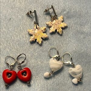 Elegant Snowflake and Heart Earrings Set